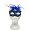 Maska venetian mask dark blue with dark blue stone and feather
